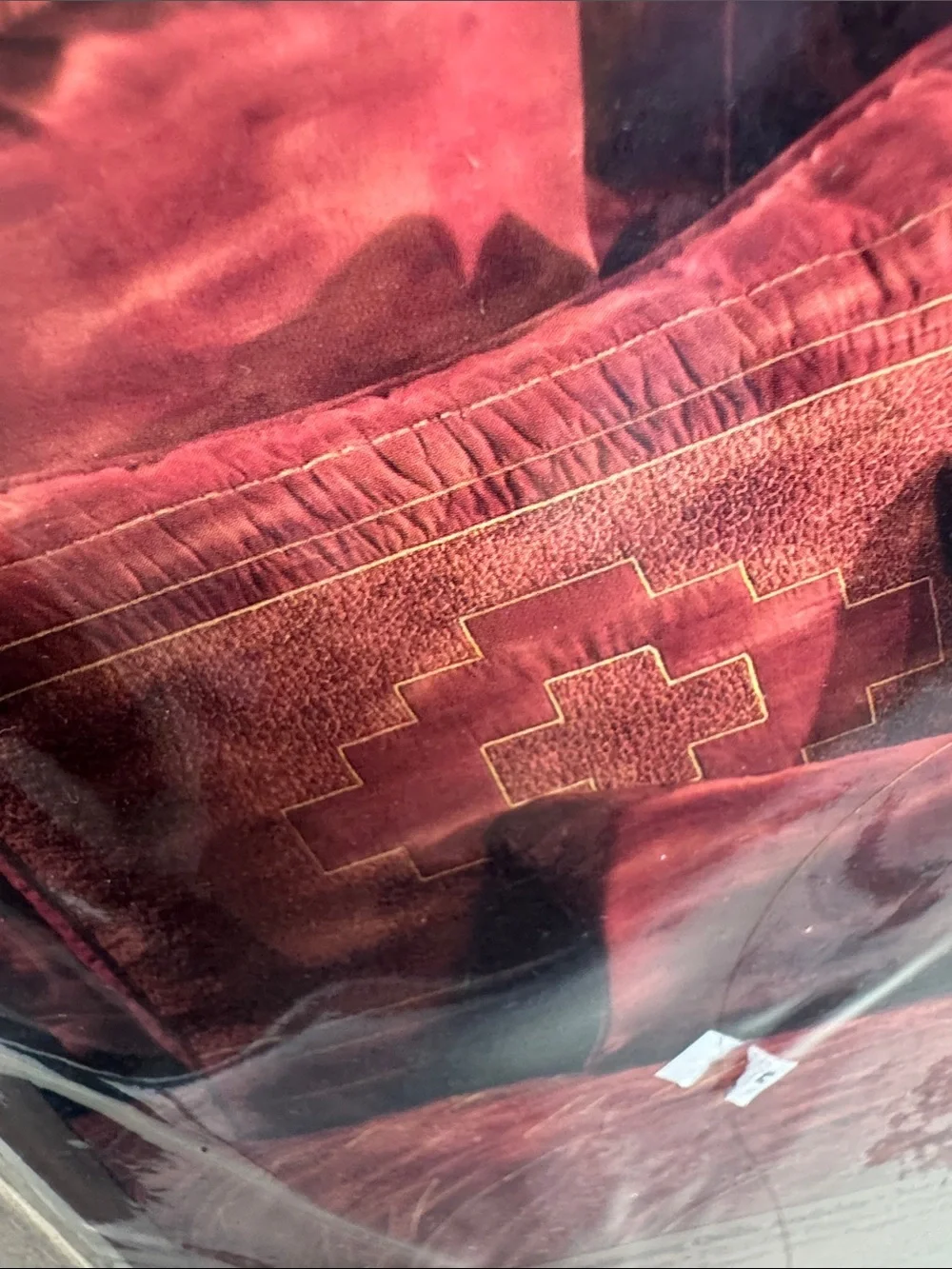 VINTAGE DONNA SHARP KING PILLOW SHAMS RED DESERT LOT / PAIR OF 2 QUILTED